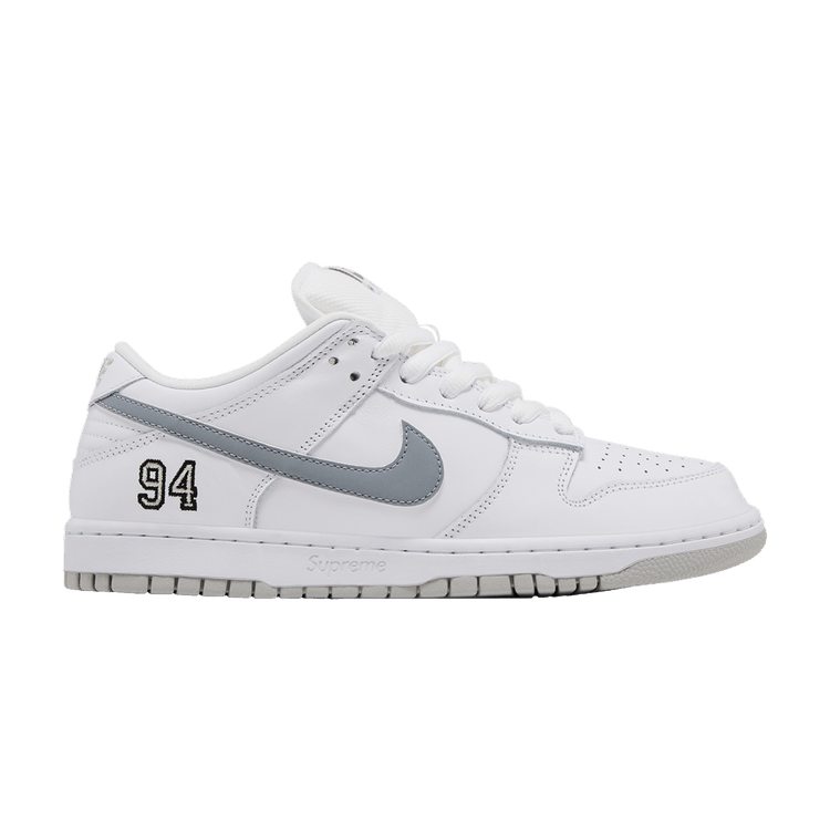 Supreme x Nike Dunk Low SB 'White Metallic Silver'