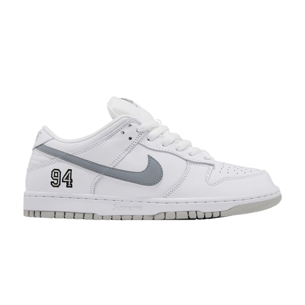 Supreme x Nike Dunk Low SB 'White Metallic Silver'