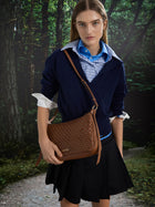 CHARLES & KEITH Calla Woven Shoulder Bag in Chocolate - side view
