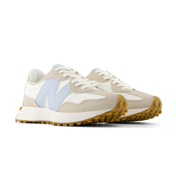 New Balance Wmns 327 Sea Salt Light Chrome Blue - Angled View