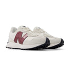 New Balance Wmns 327 Seasalt Monarch Burgundy - Angled View