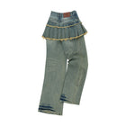 Andersson Bell Patchwork Denim Pleats Skirt Jeans 'Washed Blue'