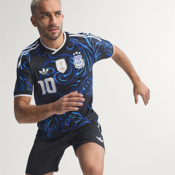 Argentina 26 Away Authentic Messi Jersey Black KH3935 front