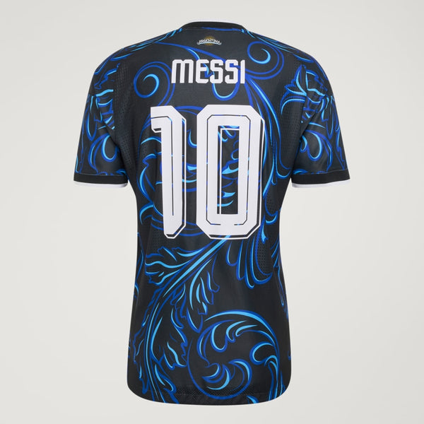 Argentina 26 Away Authentic Messi Jersey Black KH3935