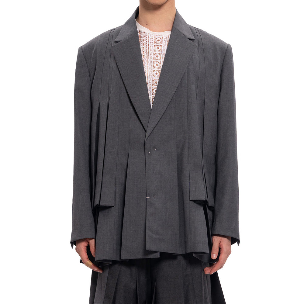 Feng Chen Wang Irregular Pleats Blazer 'Grey'