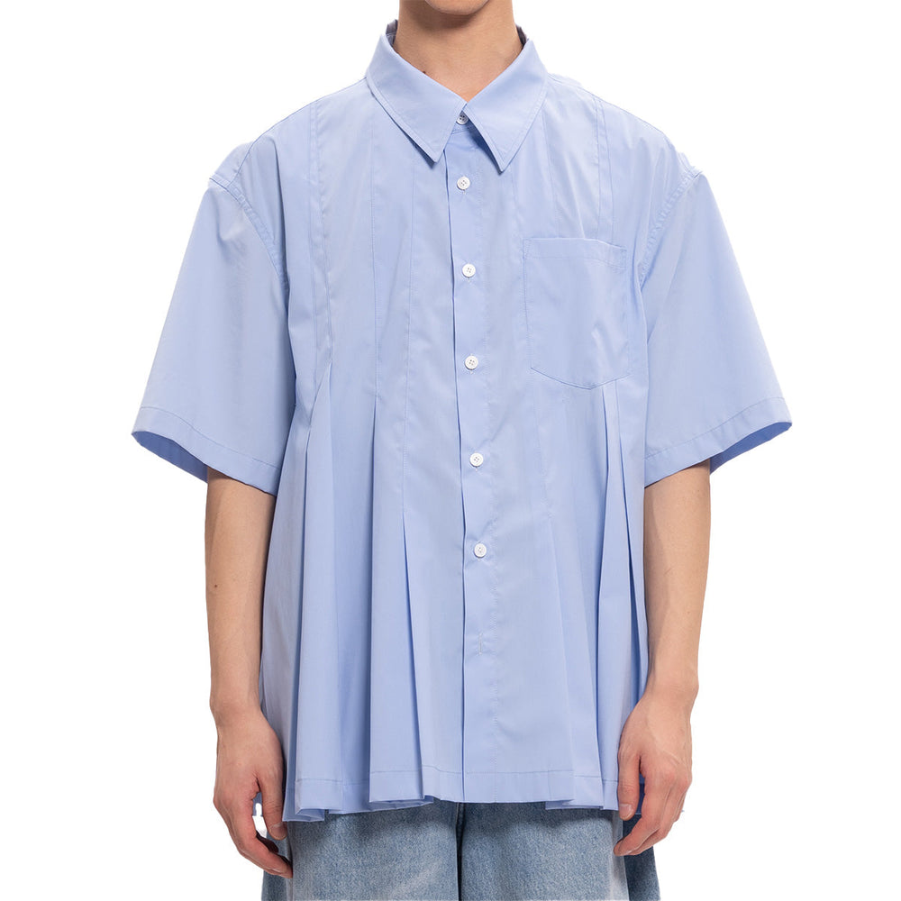 Feng Chen Wang Irregular Pleats Shirt 'Blue'
