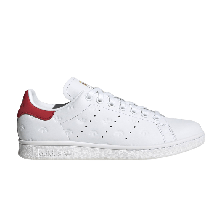 Adidas Wmns Stan Smith 'Allover Debossed Trefoils - White Scarlet'