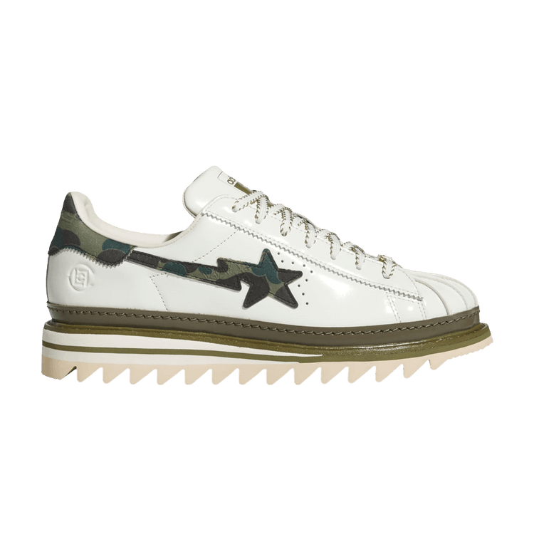 CLOT x BAPE x adidas Superstar 'Off White Olive Cargo'