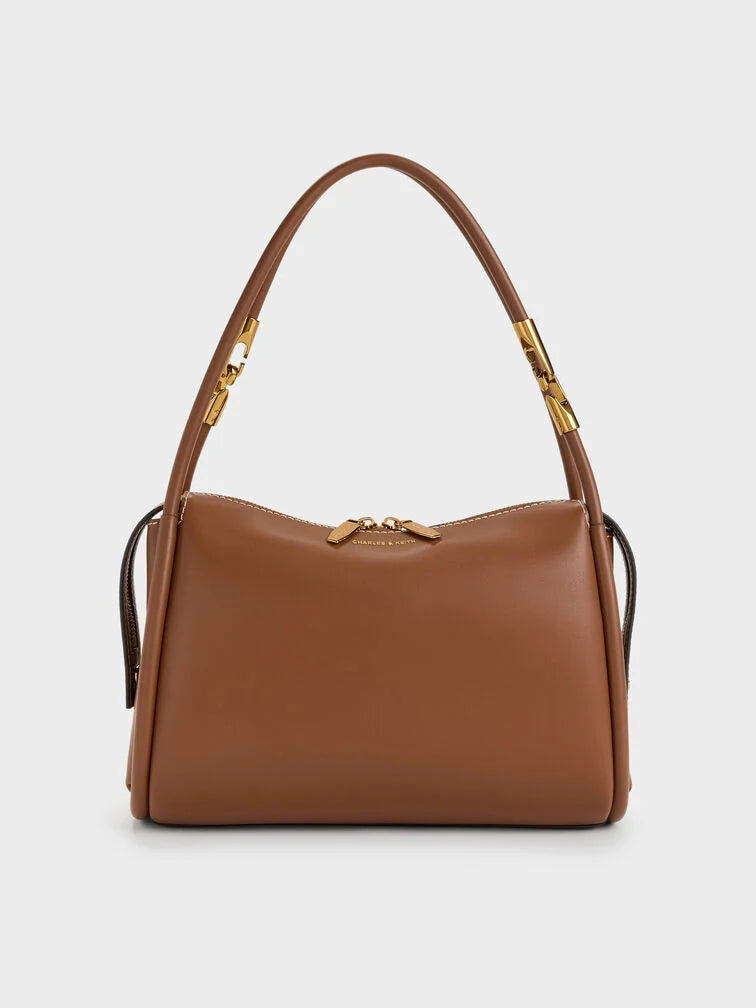 Lyla Tubular Slouchy Shoulder Bag - Chocolate