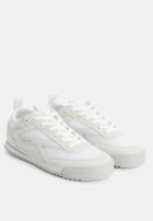 Calvin Klein Runner Mix Sneakers - Calvin Klein Accessories & Footwear 'Triple Bright White'