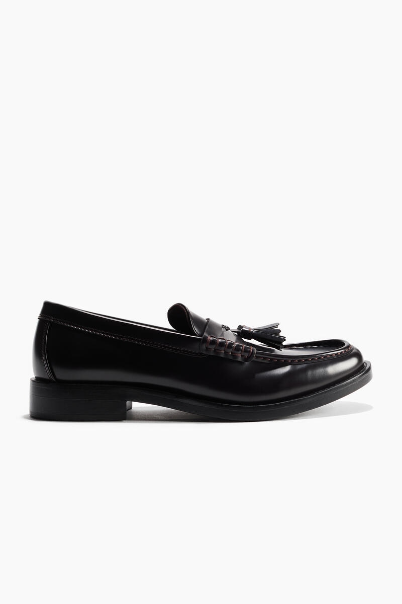 H&M Tasselled penny loafers 'Brown Dark'
